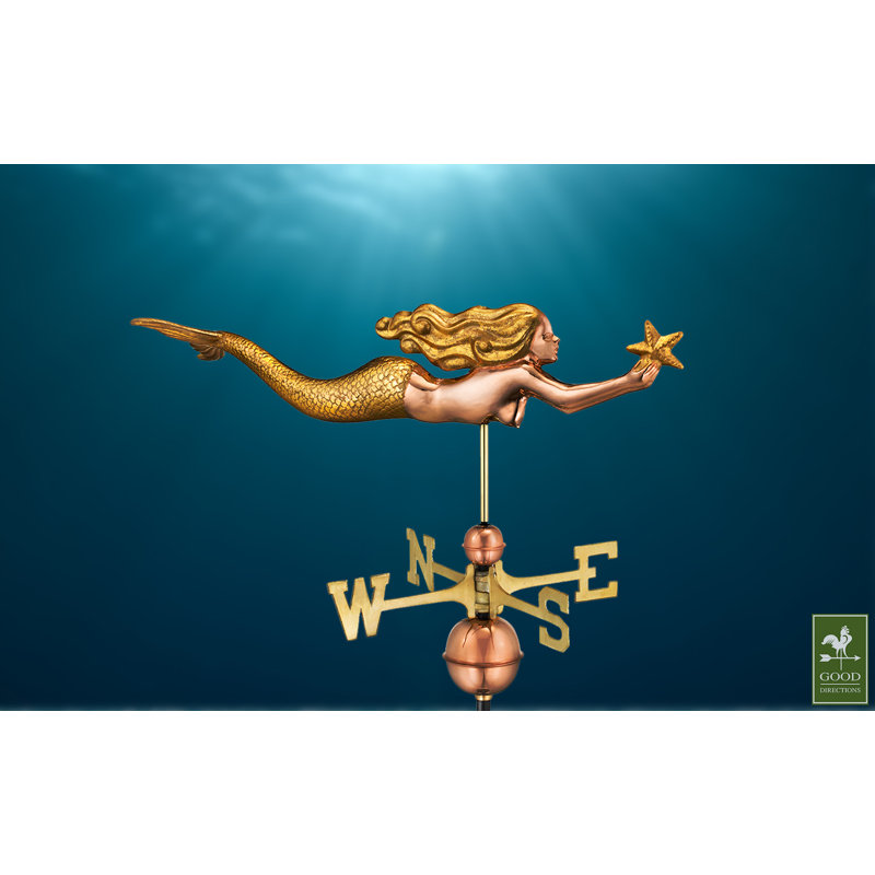 Sirène avec girouette étoile de mer, Feuille d'or