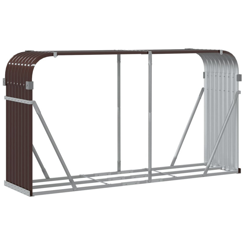 Log Holder 70.9"X17.7"X39.4" Galvanized Steel, Brown