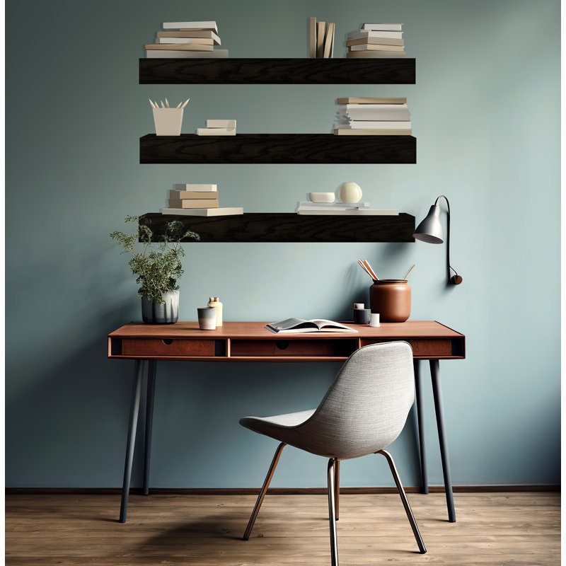 Emerald Lee 3 Piece Oak Floating Shelf, 6" H x 37" W x 6" D