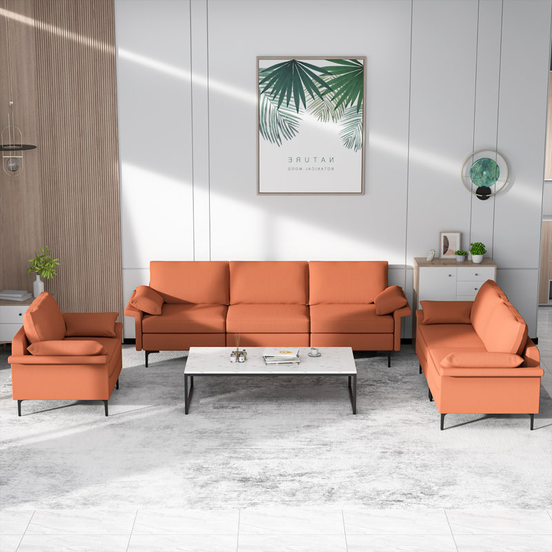 Latoyah 100.5'' Sofa, Rust Red Fabric