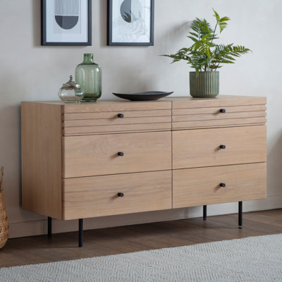 Greggery Solid Wood 131cm W 6 - Drawer Chest of Drawers