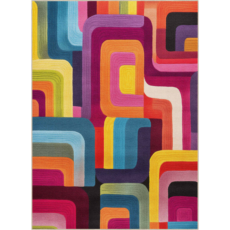 Kehr Whispers Modern Abstract Watercolor Area Rug, Rectangle 5' x 7'