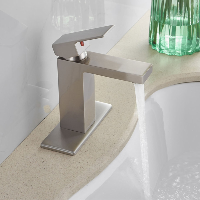 Single-handle Bathroom Faucet with Drain Assembly, Brushed Nickel