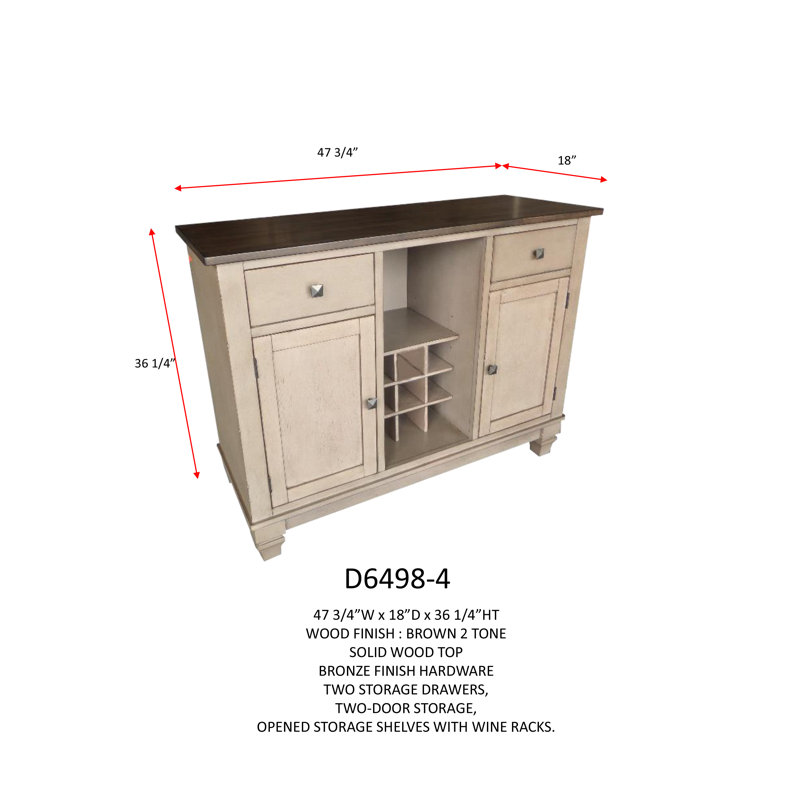 Leydy 48" Wood Wine Rack Sideboard Buffet Server Storage Cabinet With Drawers, Shelf and Doors