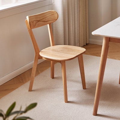 Asia 100% solid wood (Set of 2 pcs) Dining chair wooden Premium grade rubber wood natural wood table chair