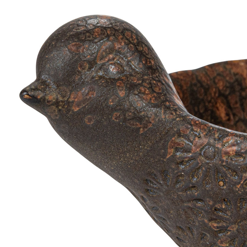 Debossed Stoneware Bird Bowl with Reactive Glaze