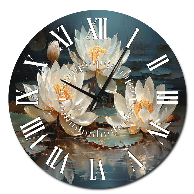 Fleurs de lotus baignées au clair de lune - Horloge murale Lotus, Surdimensionné
