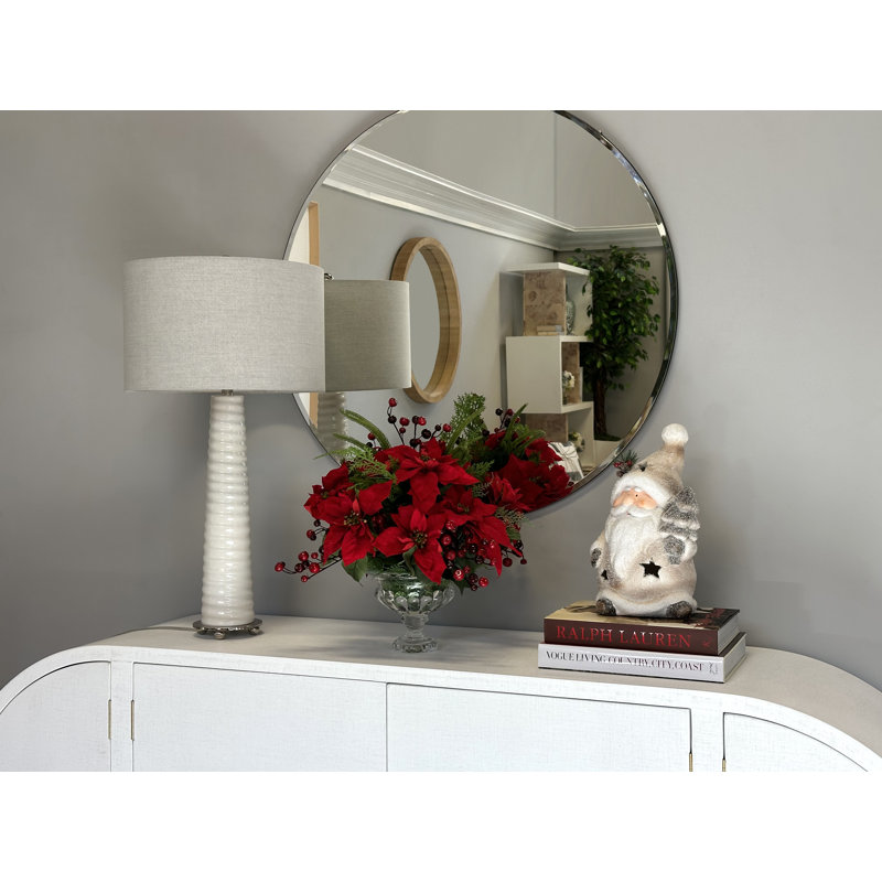 Holiday Floral Arrangement with Poinsettias and Berries