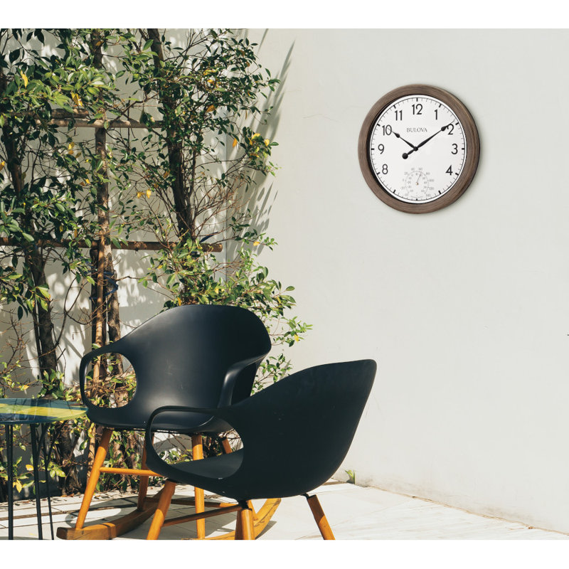 Patio Time Indoor/Outdoor Wall Clock with Thermometer, C4879