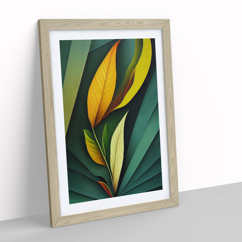 An Unusual Leaves - Single Picture Frame Print, 64cm H x 46cm W, Oak