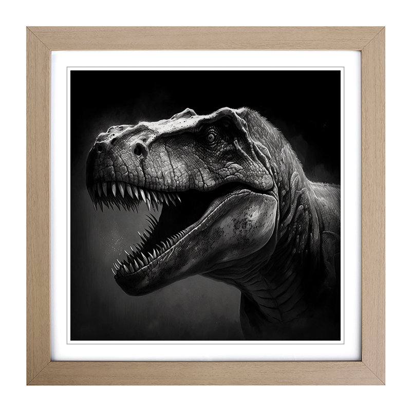 Tyrannosaurus Rex Drawing - Framed Print, Oak