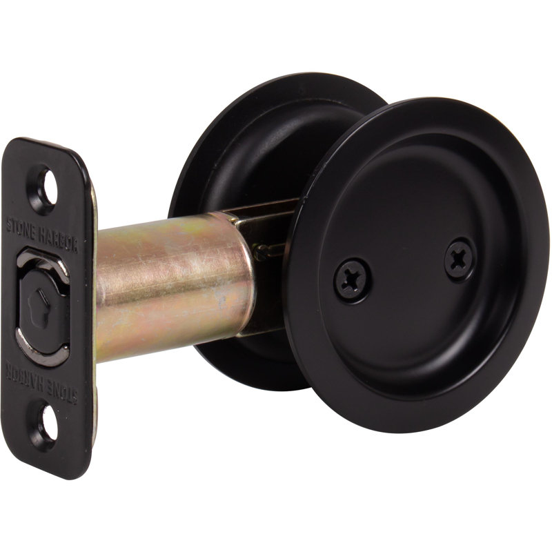 Loquet de porte à pochette ronde, Noir mat