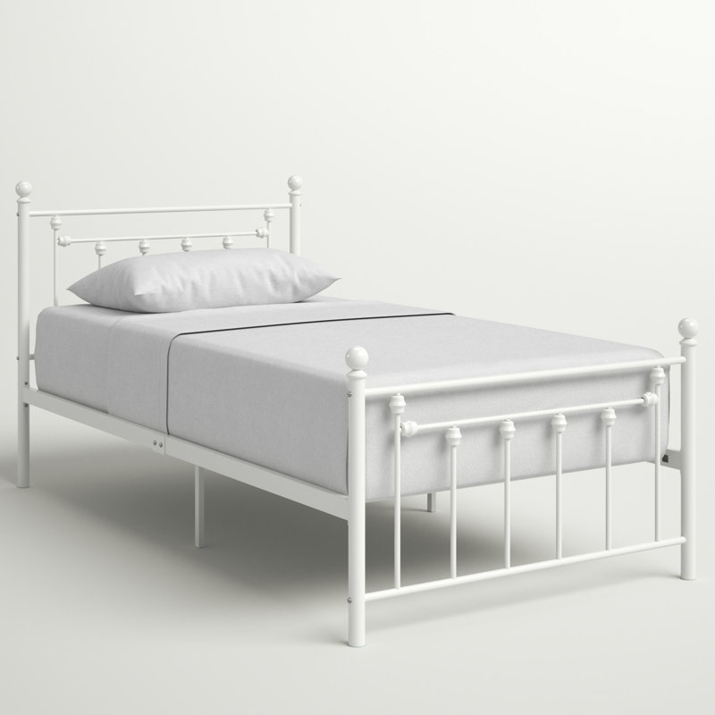 Angela Metal Spindle Bed, Twin, Matte White