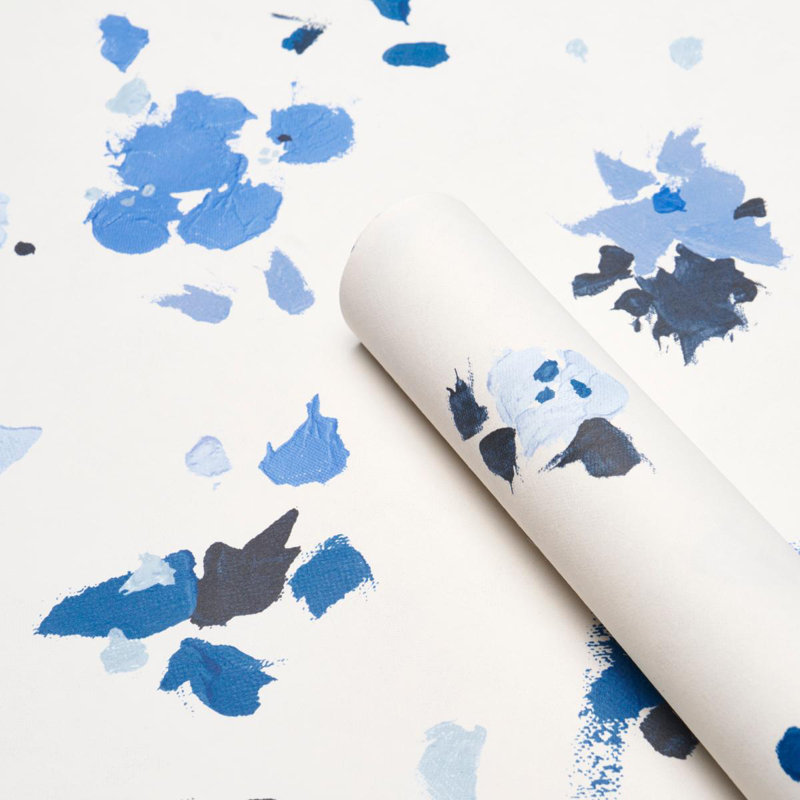 Papier peint avec toile de fond Schumacher X Fairfarren, Bleu pur