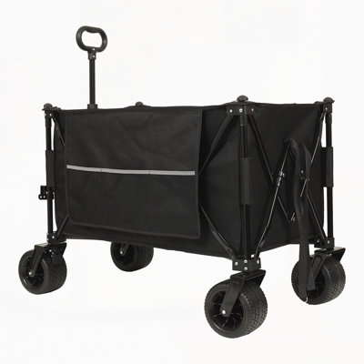 Collapsible Foldable Extended Wagon Garden Cart with Big All-Terrain Beach Wheels