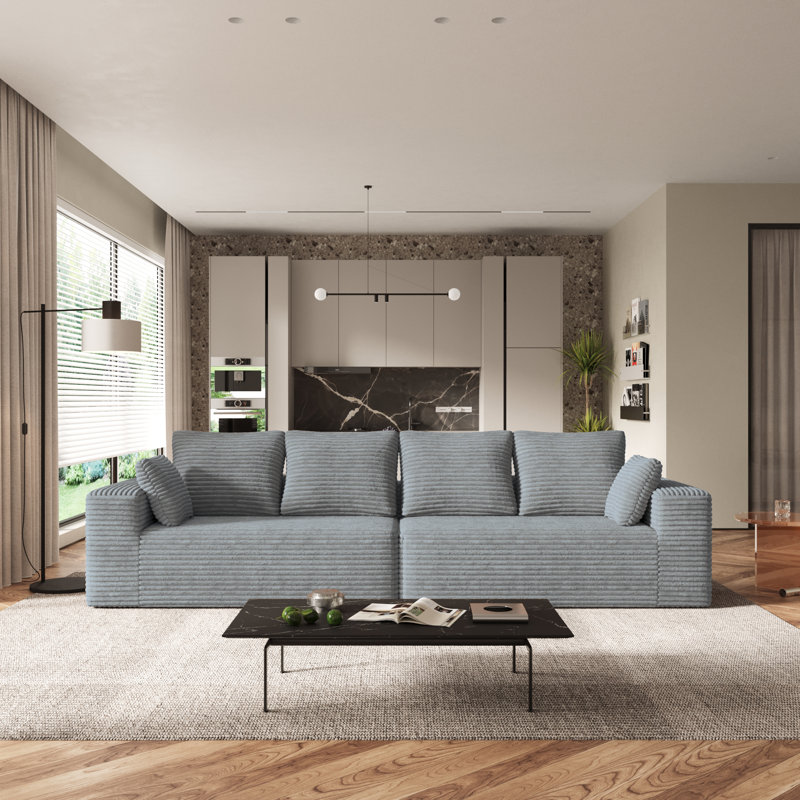 Canapé modulaire Aruba, Velours côtelé gris