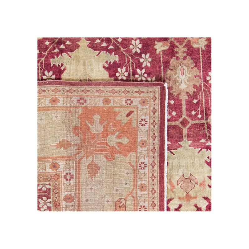 Oushak Oriental Hand-Knotted Wool Red Area Rug, Rectangle 10' x 14'