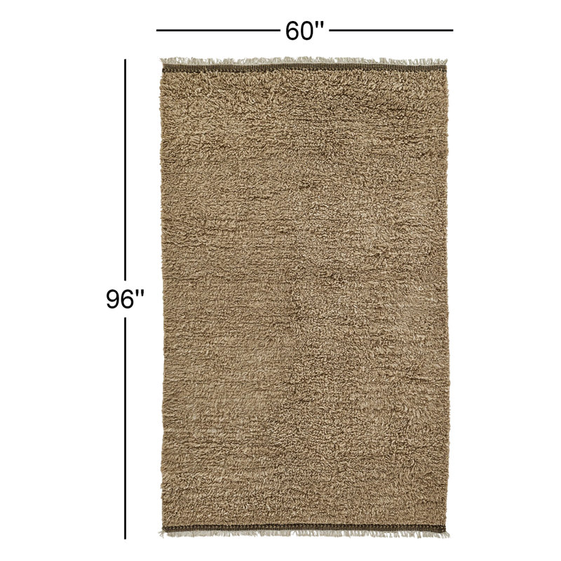 Wool Area Rug in Brown, Rectangle 5' x 8'