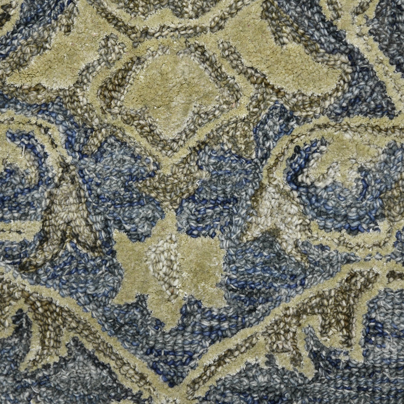 Tapis bleu / gris touffeté à la main Dovenson, Rectangle de 8 pi x 10 pi