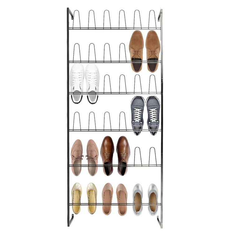 MyGift 9-Pair Wall Mounted Black Metal Wire Boot & Shoe Rack