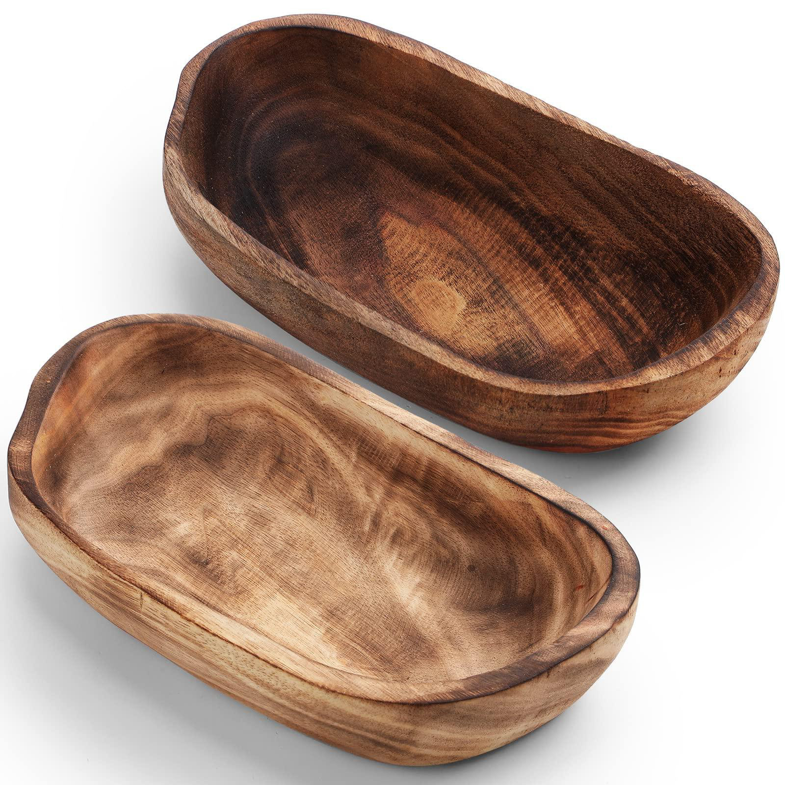 Premier Housewares Rustic Wood Fruit Bowl | Solid Carved Acacia Salad Bowl | 10 X 26 X 26 Cm - View #2