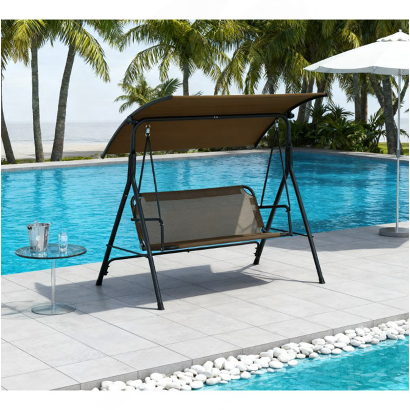 Balancelle de patio extérieur, support à structure en acier, auvent inclinable réglable pour patio, jardin