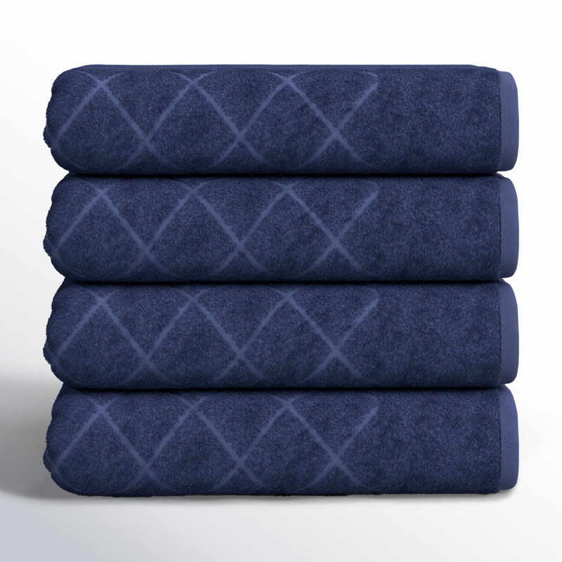Ensemble de serviettes en coton Elian, Bleu marine
