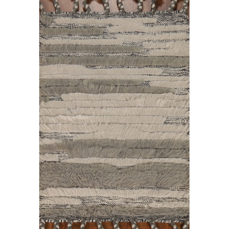 All-Over Striped Wool Moroccan Indian Rug 2x3