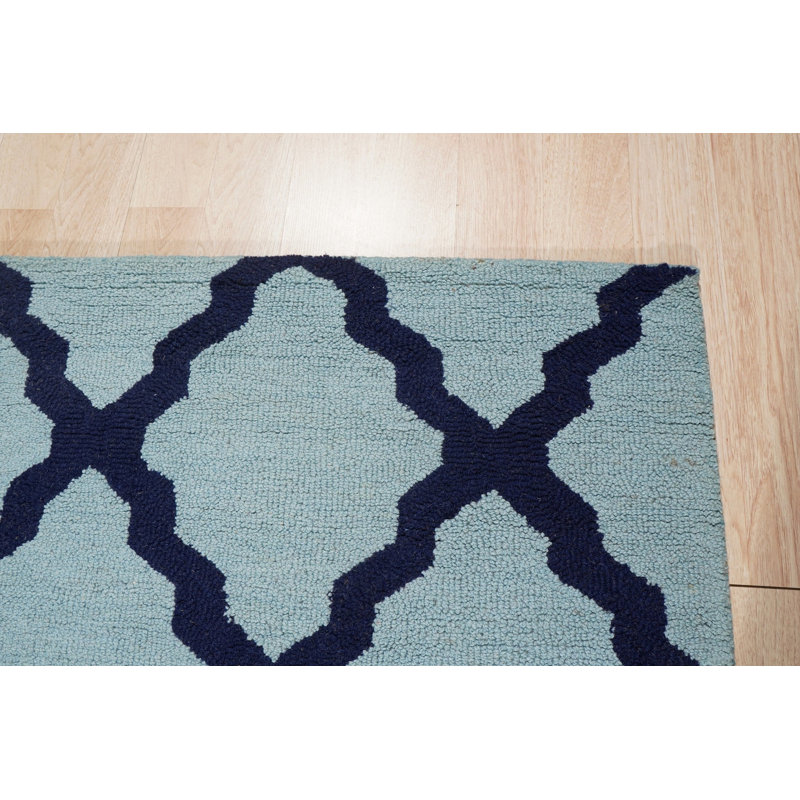 Hand Tufted Wool Area Rug in Blue