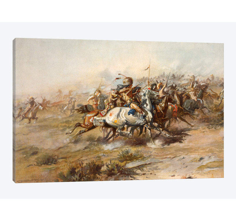 « custer combat », reproduction d’impression sur toile, H 8 po x l 12 po x P 0,75 po, Toile tendue, Pas de tapis