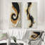 Goldern, transitionnel, encre liquide foncé I - Collection abstraite d'art mural 2 panneaux-918972168-918972171