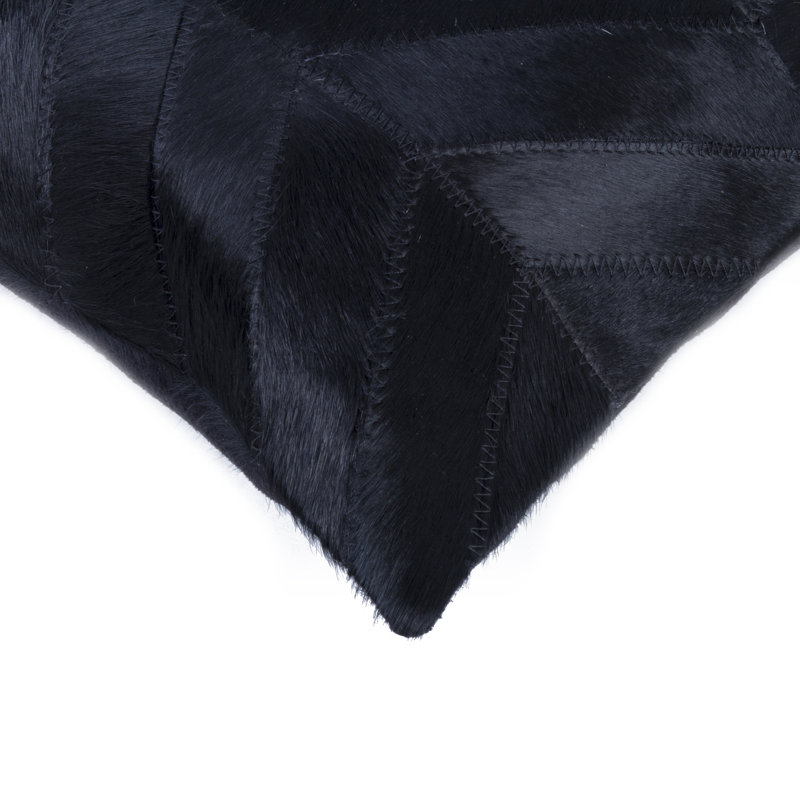Torino Leather/Suede Lumbar Rectangular Pillow Cover & Insert, Black