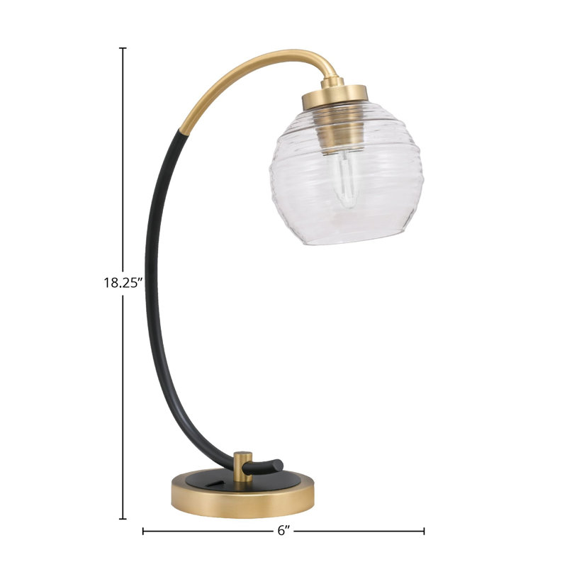 Lampe de bureau en acier inoxydable Bretas, Transparent, Noir mat / laiton