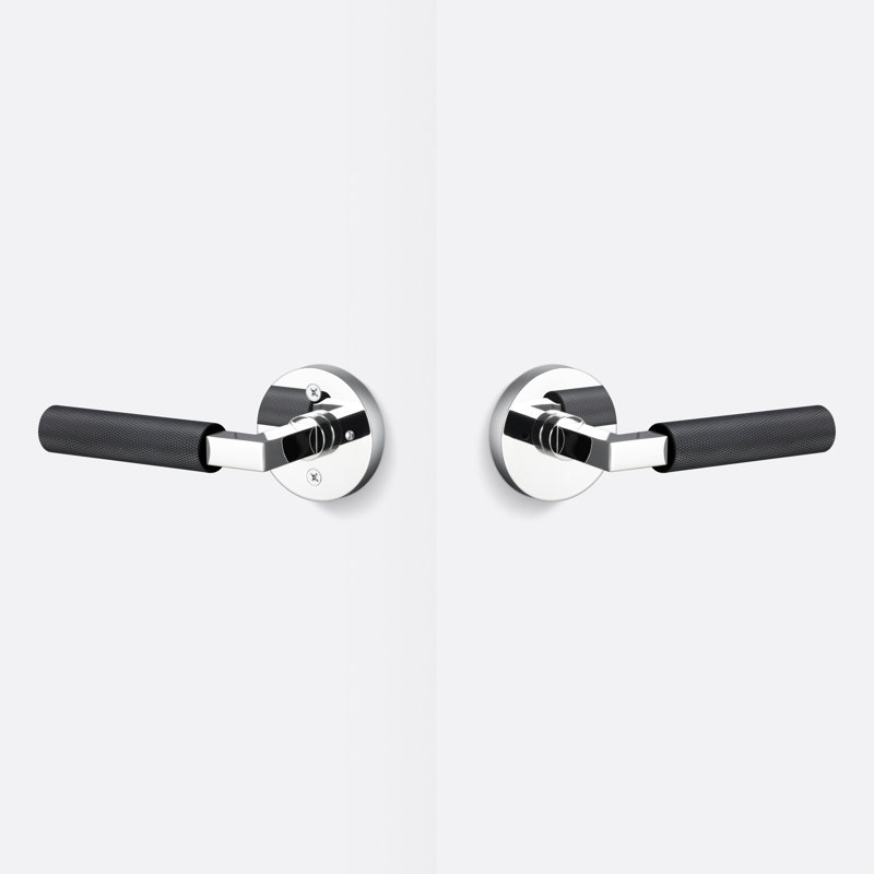 Levanto Round Privacy Rosette, Knurled Grip, Polished Chrome/Flat Black