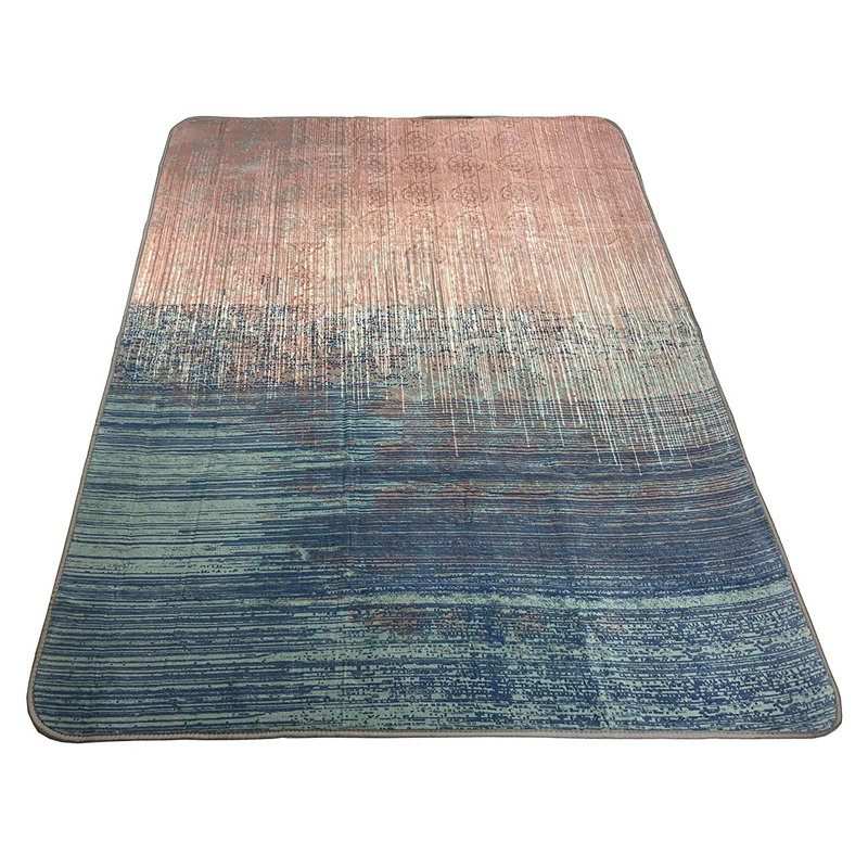 Abstract Tufted Blue Multicolor Soft Touch Blanket Area Rug, Rectangle 4'11" x 6'9"