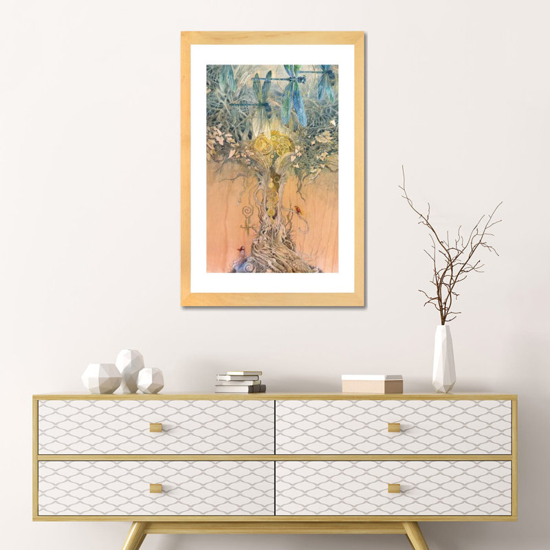 «Entangle» par Stephanie Law - impression d'art graphique, Toile avec cadre en bois beige, Blanc, H 24 po x l 16 po x P 1 po