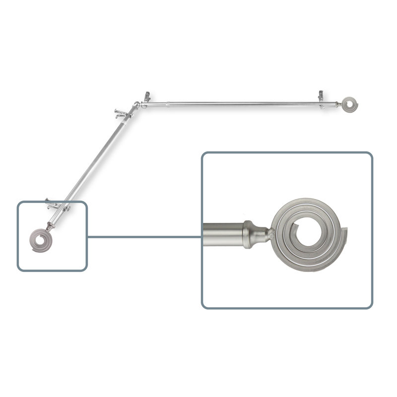 Tringle à rideaux simple à ressorts de coin puneeth, 28 po-48 po, Nickel satiné