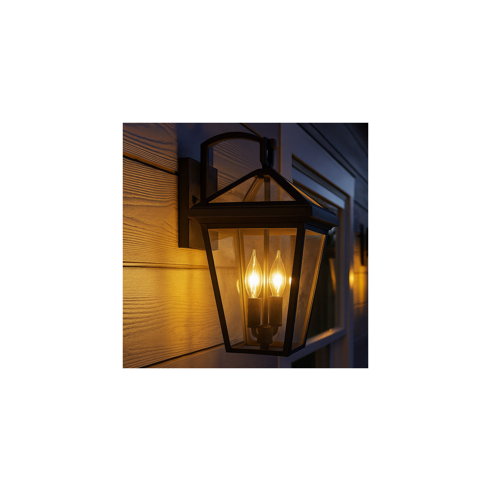 Lalla 2 Light Empire Outdoor Aluminum Wall Light, Museum Black
