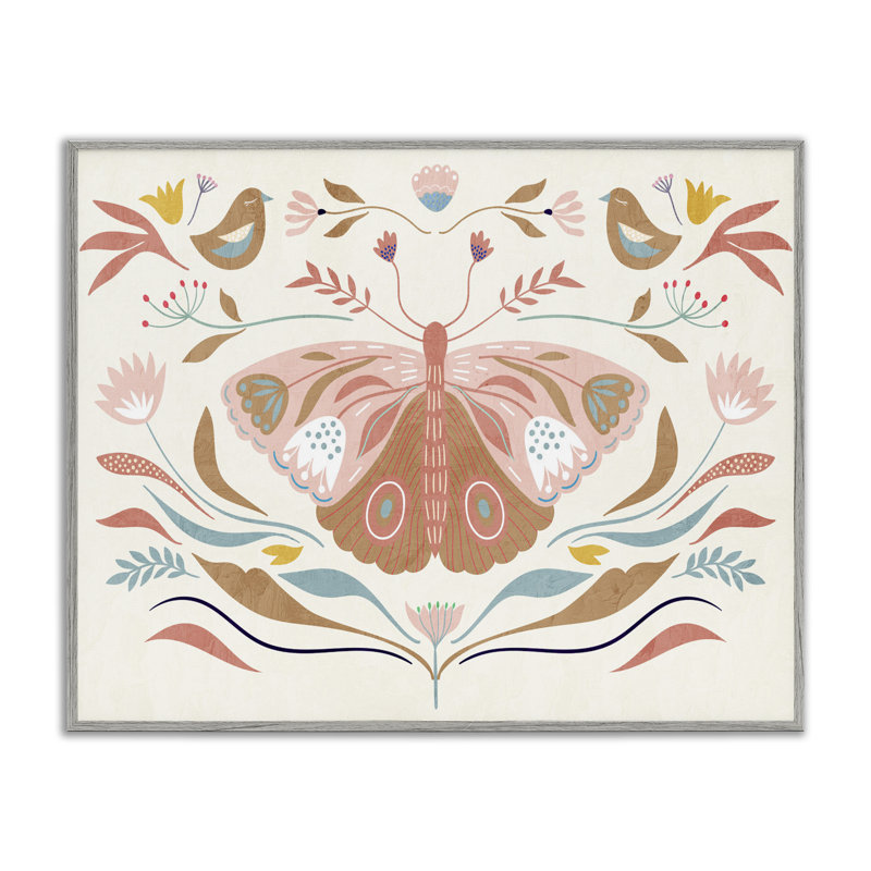  «Boho Folk Moth», estampe numérique par Kim Allen, H 16 po x l 20 po, Estampe numérique Farmhouse