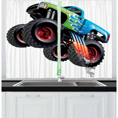 Cars 2 Piece Kitchen Curtain