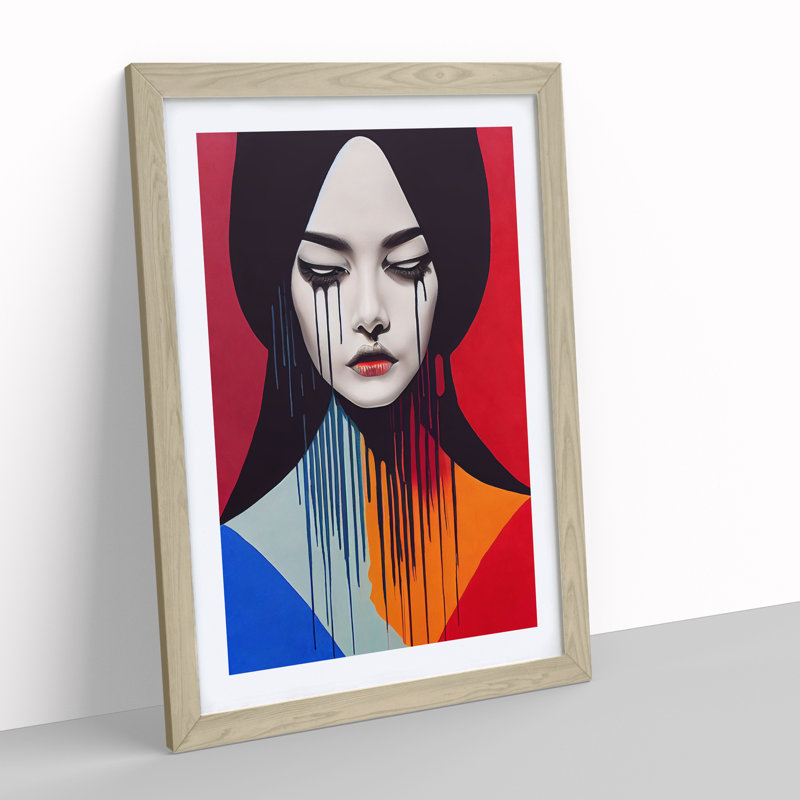 Painted Woman No.2 Abstract - Wall Art, 46cm H x 34cm W, Oak Framed, White