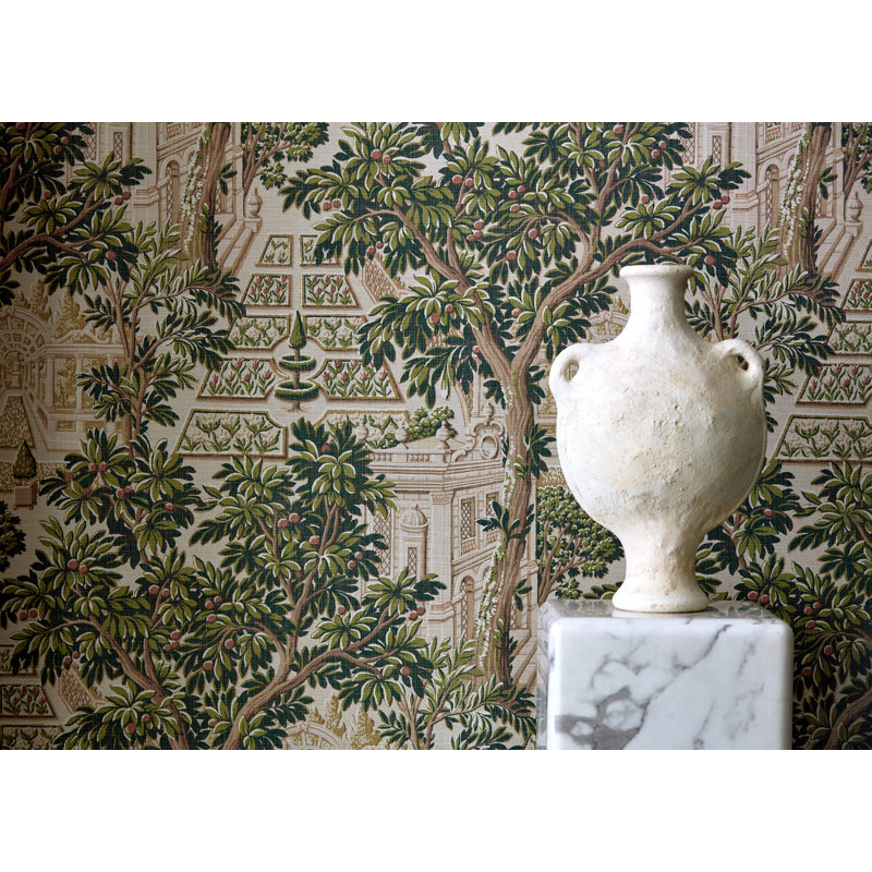 Italian Garden Wallpaper, Tuscan Pink
