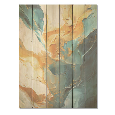 Océan blanc et courants bleus I - art en bois océanique sur bois de pin naturel