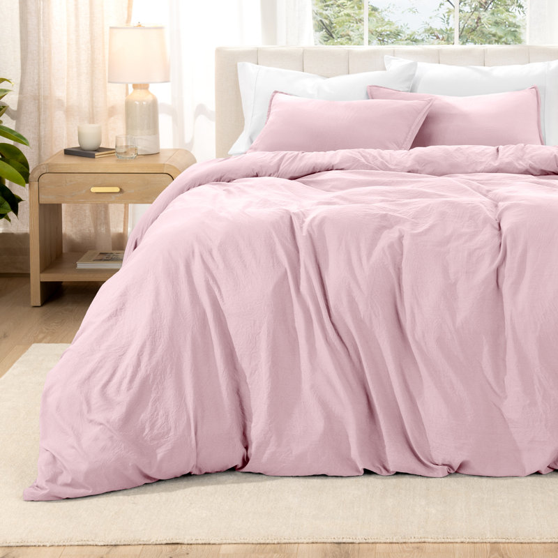 Sandwashed Duvet Cover Set, Emperor, Dusty Pink