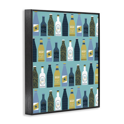 Arranged Beer Bottles Black Framed Giclee Art by Angela Nickeas