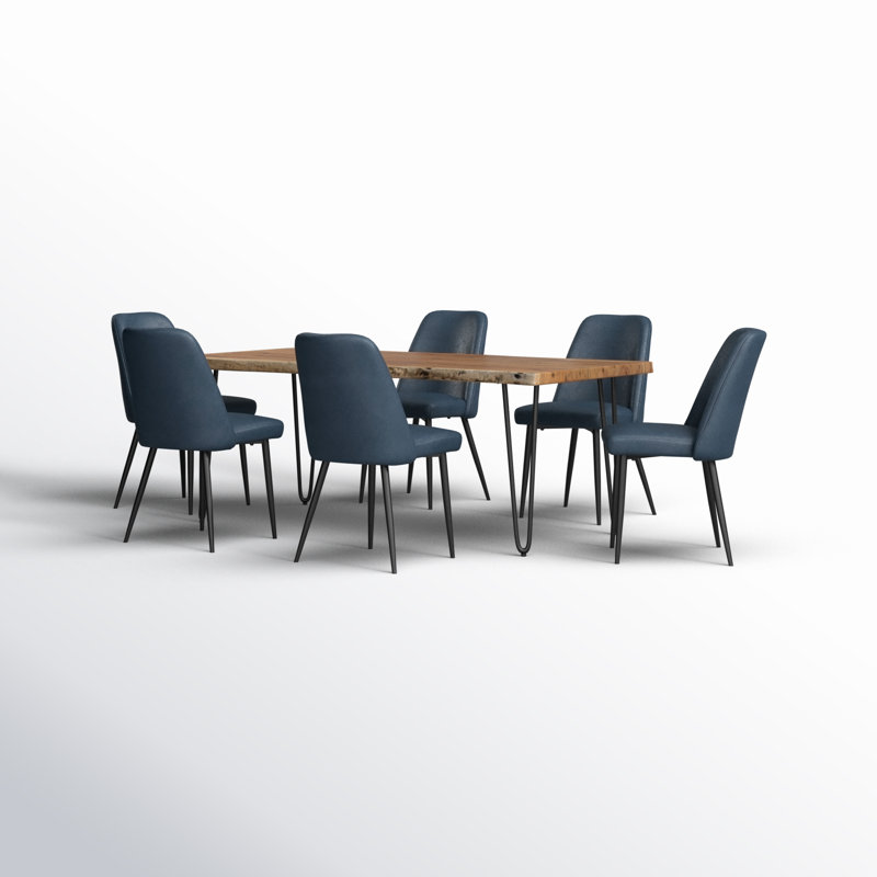 Ensemble de salle à manger Gordonsville, 7 pièces : table, 6 chaises, Ardoise, Bleu