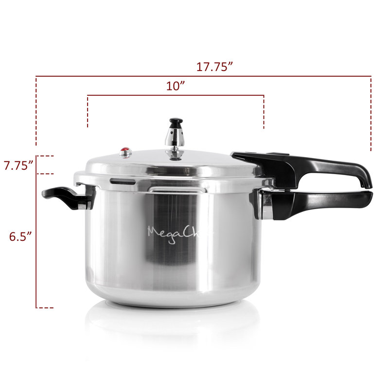 MegaChef 7 Quart Aluminum Stovetop Pressure Cooker, Induction Compatible