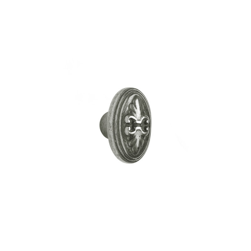 Fleur De Lis Bronze Oval Knob, White Bronze Dark