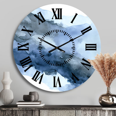 Sapphire Blue Nebula VII - Abstract Liquid Ink Face Wall Clock