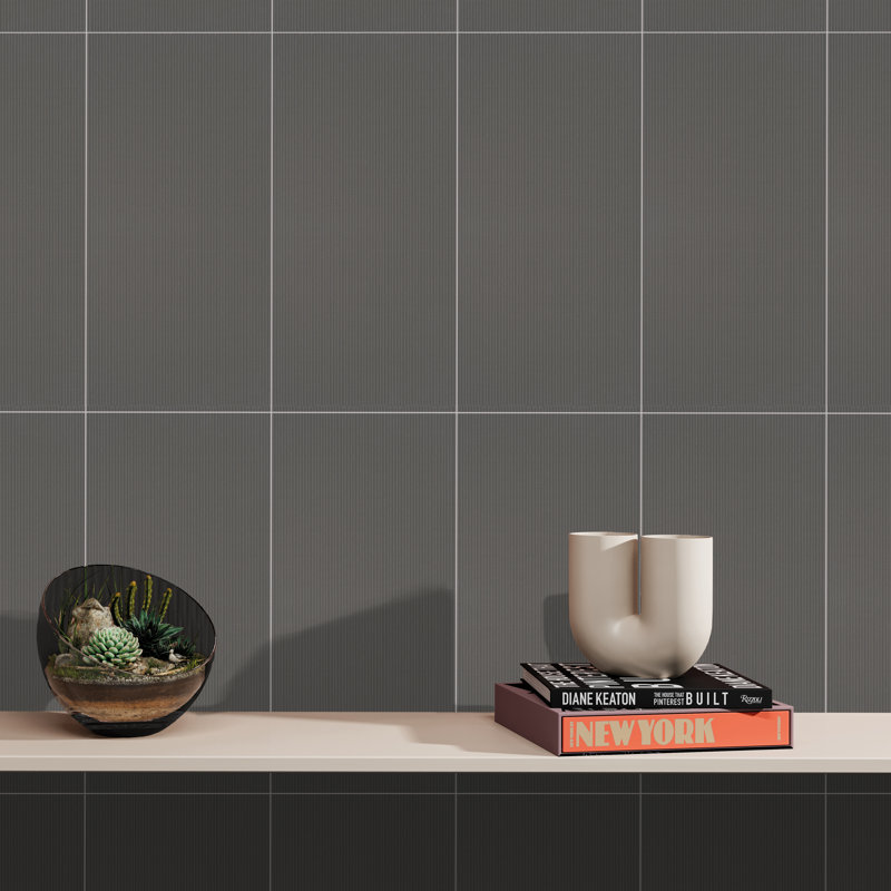True Story Textured 12'' W x 24'' L Porcelain Throughbody Singular Tile, Steel